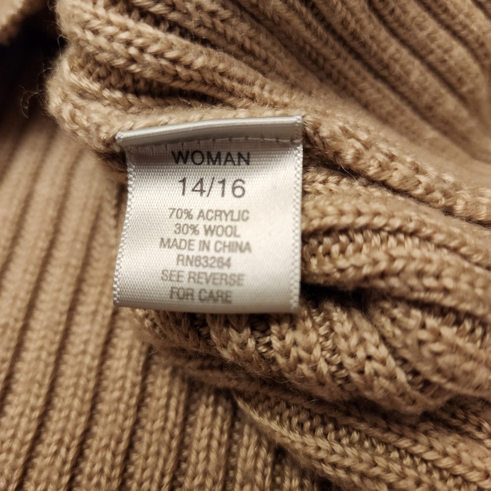 Tan Pullover Turtleneck Half Sleeve Sweater Size 14 - Picture 12 of 14